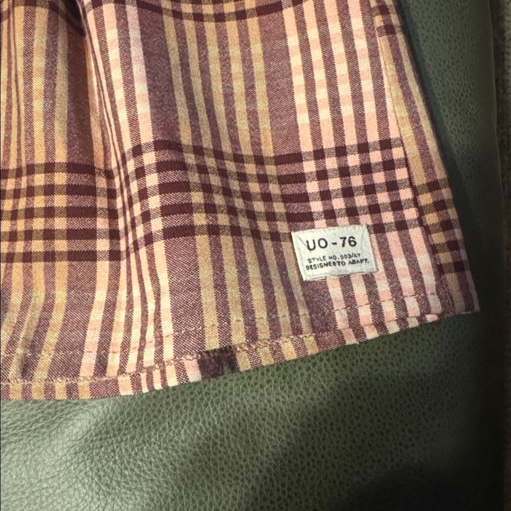 Urban Outfitters Plaid Mini Skirt in Pink and Brown, Size L, EUC - Picture 2 of 4
